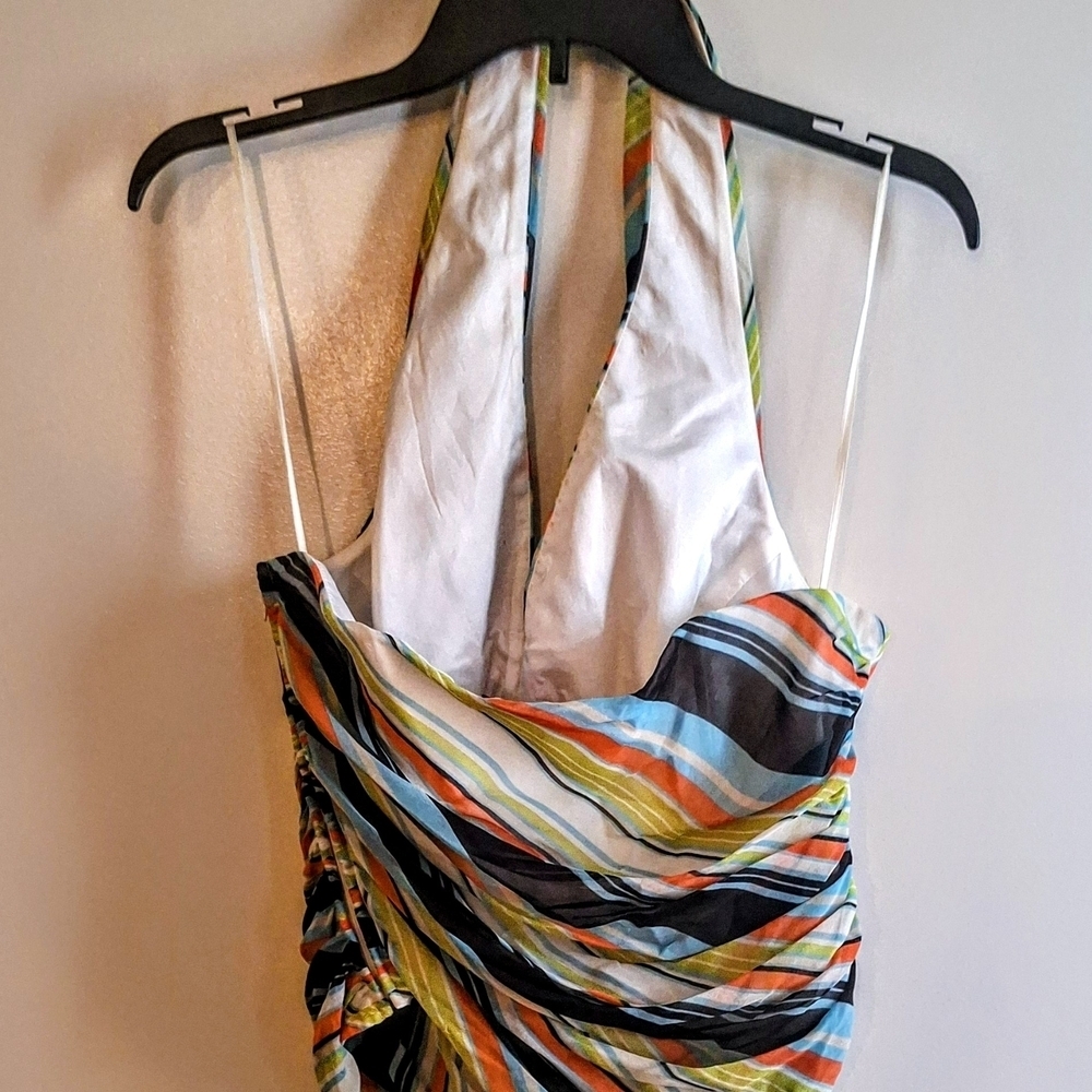 NWT JS Collections Colorful Silk Striped Halter Blouse - Picture 3 of 9